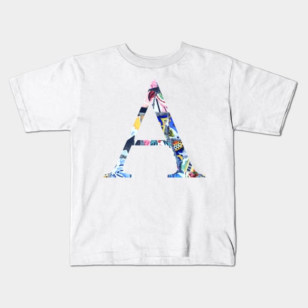 Barcelona Gaudi Mosaic Letter A Alpha Sorority Letter Kids T-Shirt by aterkaderk